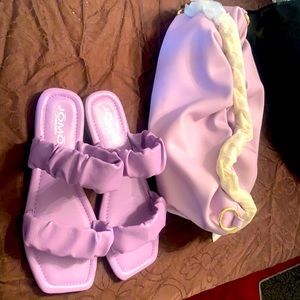 Sandals w bag set brand new very cute soft purple